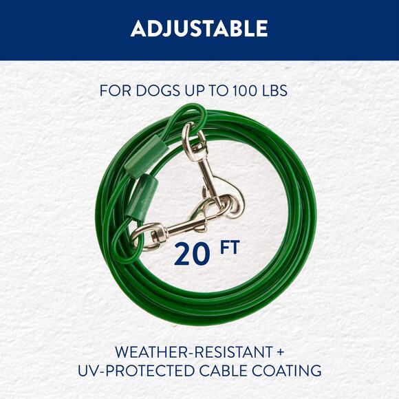 Top Paw 20' Dog Tie Out Green Large Adjustable For Dogs Up to 100lbs Outdoor NWT - Picture 2 of 4